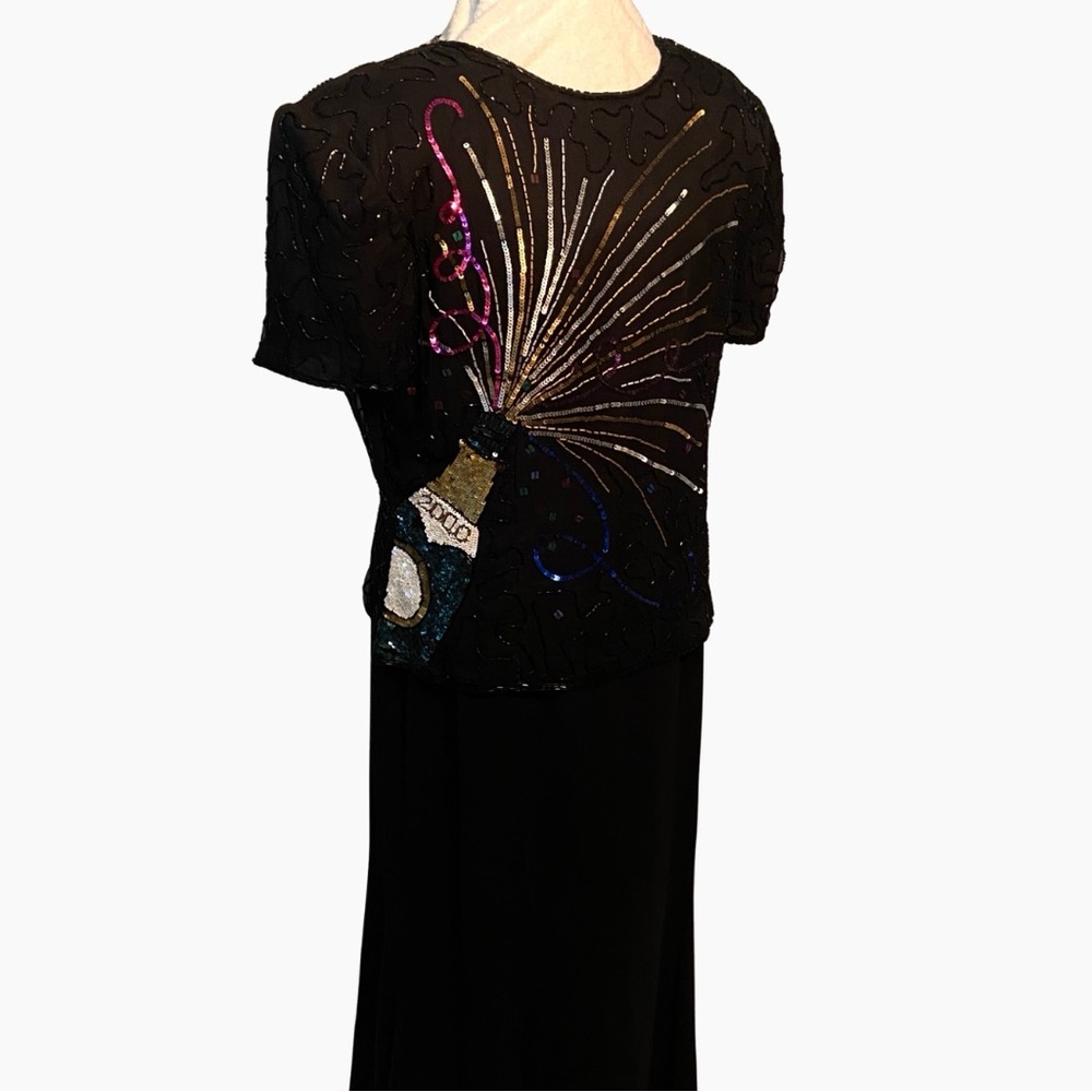 Champagne sequin dress Y2K party dress formal eveningware wedding guest - Picture 3 of 6